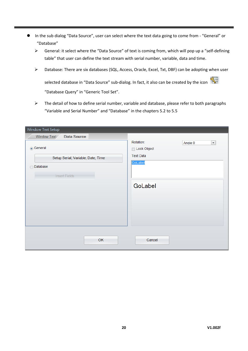 Golabel on-line help | GoDEX GoLabel User Manual | Page 20 / 72
