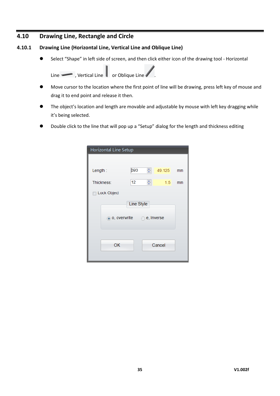 Drawing line, rectangle and circle, Golabel on-line help, 10 drawing line, rectangle and circle | GoDEX GoLabel User Manual | Page 35 / 72