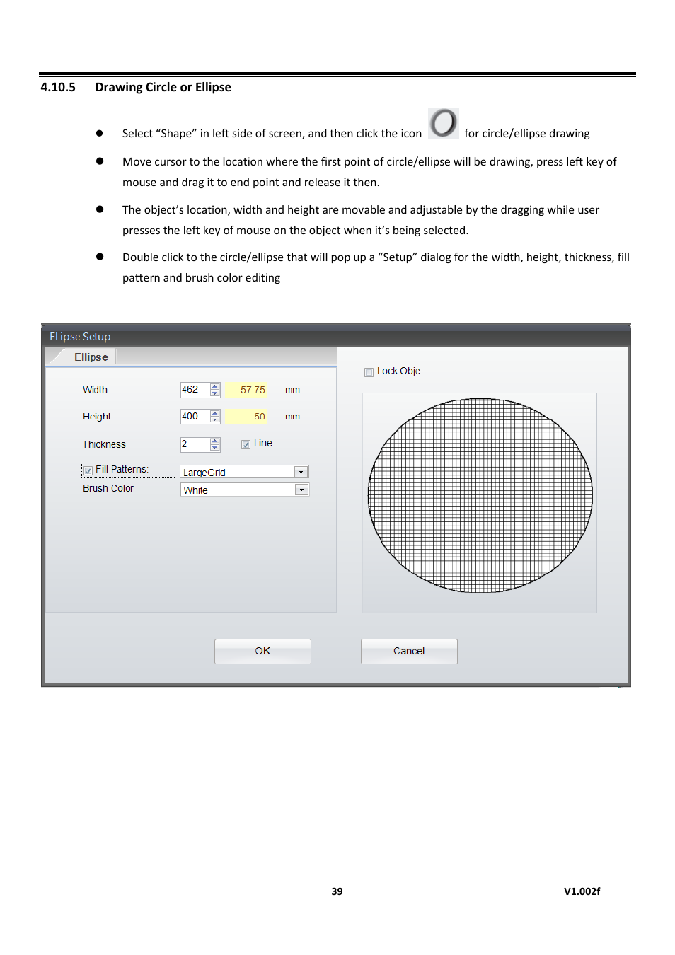 5 drawing circle or ellipse, Golabel on-line help | GoDEX GoLabel User Manual | Page 39 / 72