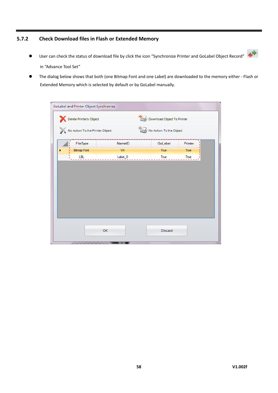 2 check download files in flash or extended memory, Golabel on-line help | GoDEX GoLabel User Manual | Page 58 / 72