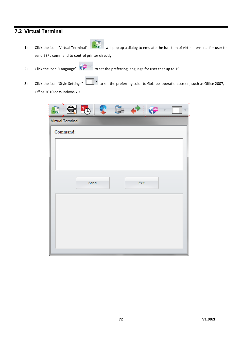 Virtual terminal, Golabel on-line help, 2 virtual terminal | GoDEX GoLabel User Manual | Page 72 / 72