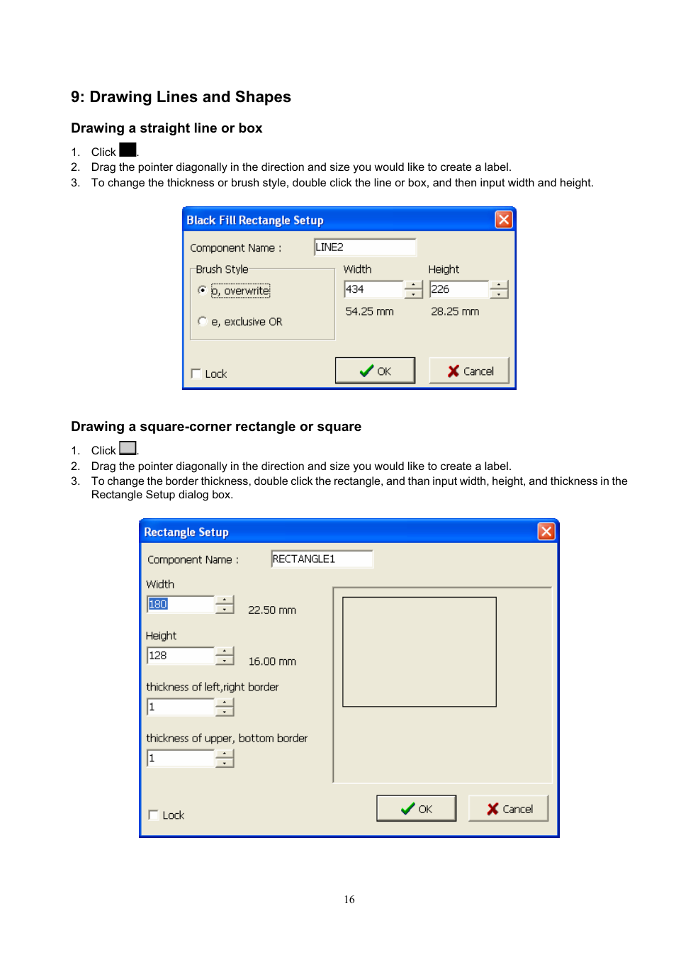 Drawing lines and shapes | GoDEX QLabel-IV User Manual | Page 17 / 40