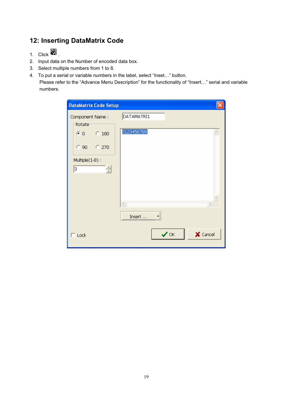 Inserting datamatrix code | GoDEX QLabel-IV User Manual | Page 20 / 40
