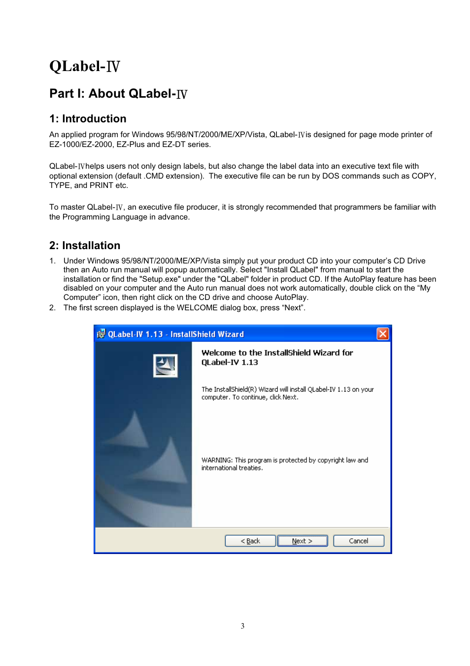 Qlabel- ҋ, Part i: about qlabel- ҋ, Introduction | Installation | GoDEX QLabel-IV User Manual | Page 4 / 40