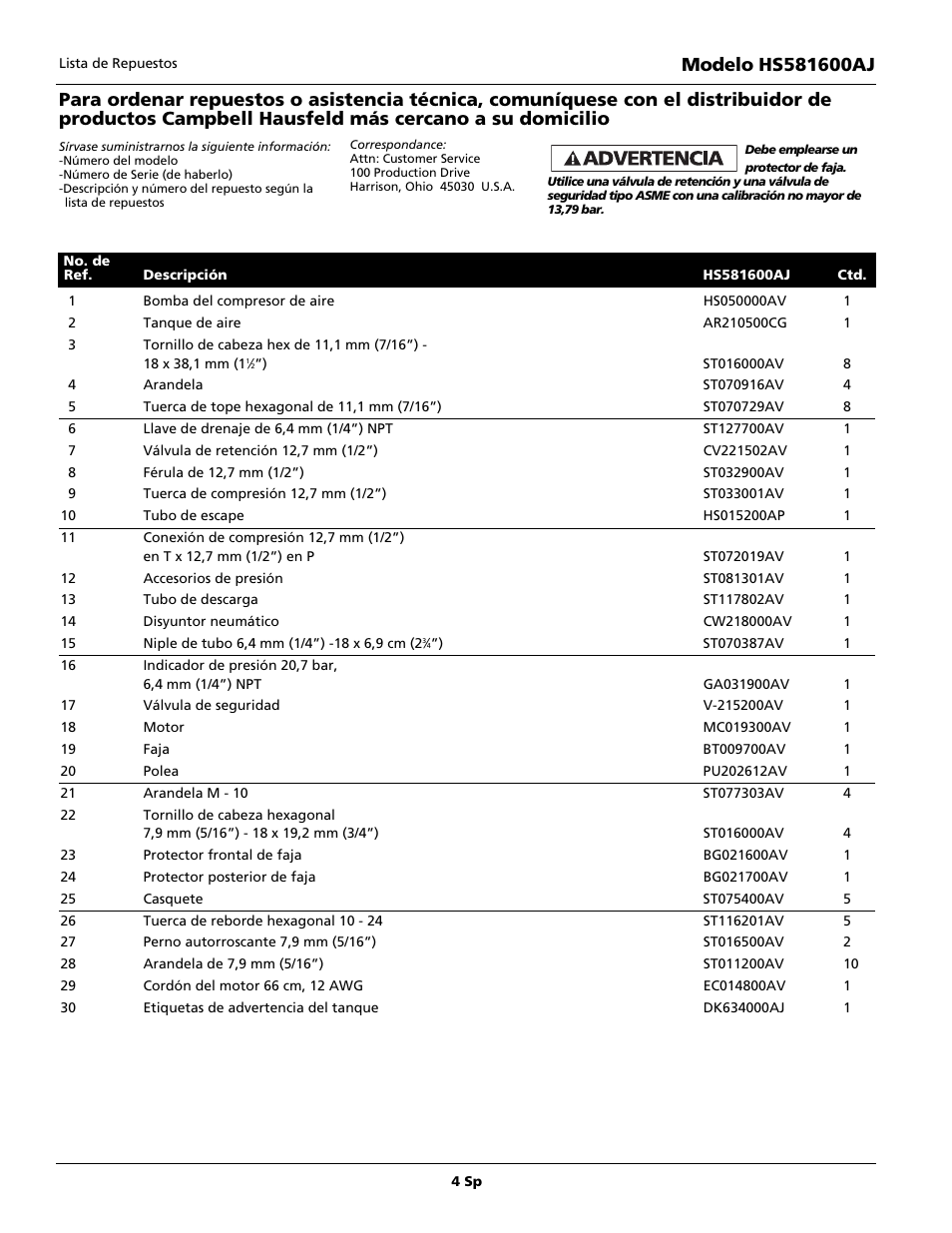 Campbell Hausfeld HS581600AJ User Manual | Page 4 / 8