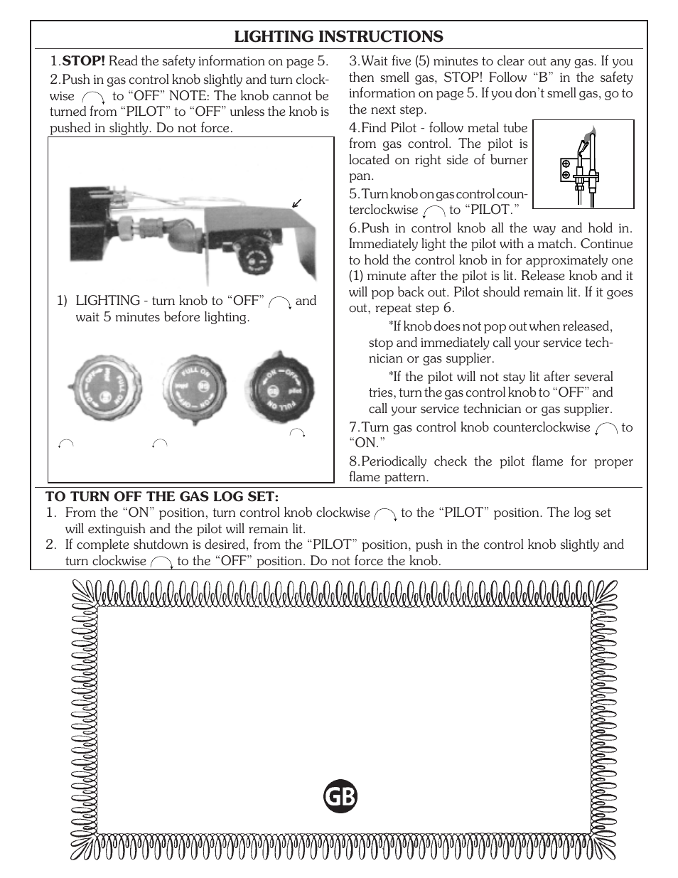 Lighting instructions | Golden Blount CSA User Manual | Page 6 / 6