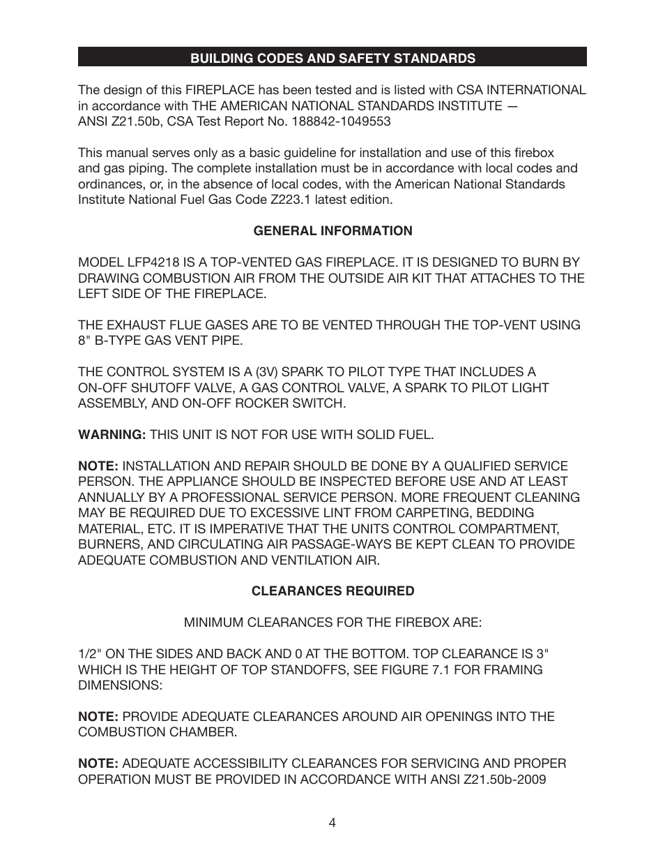 Golden Blount LFP4218TV Linear Fireplace User Manual | Page 4 / 16