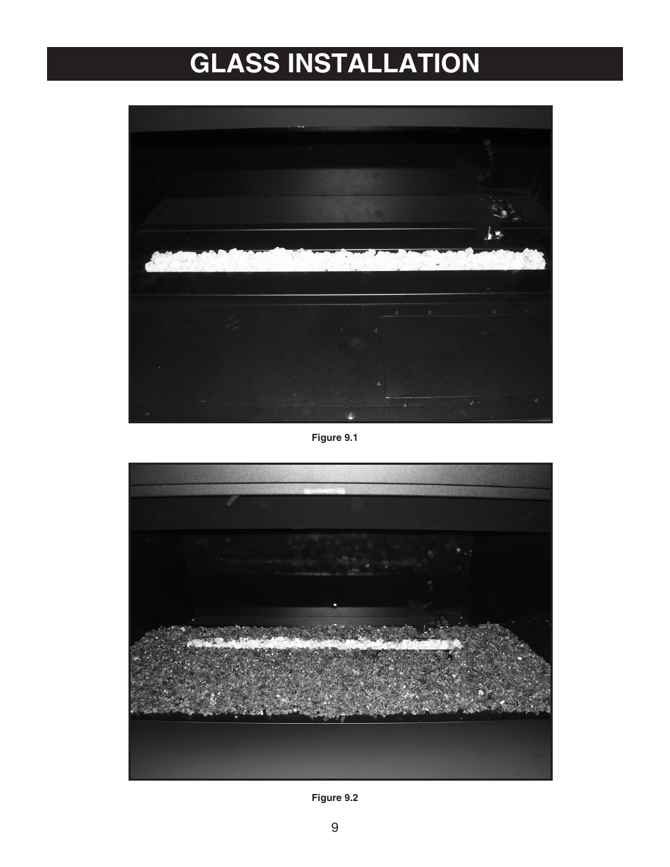 Glass installation | Golden Blount LFP4218TV Linear Fireplace User Manual | Page 9 / 16