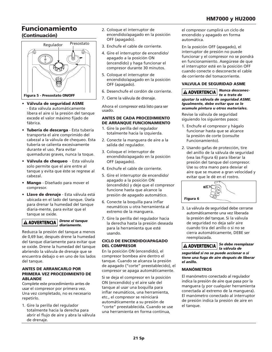 Funcionamiento | Campbell Hausfeld IN628801AV User Manual | Page 21 / 24
