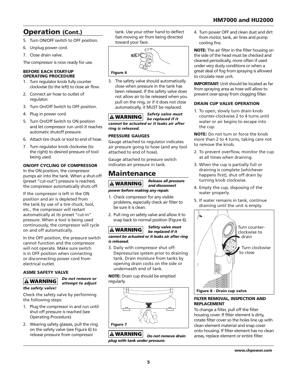 Maintenance, Operation, Cont.) | Campbell Hausfeld IN628801AV User Manual | Page 5 / 24