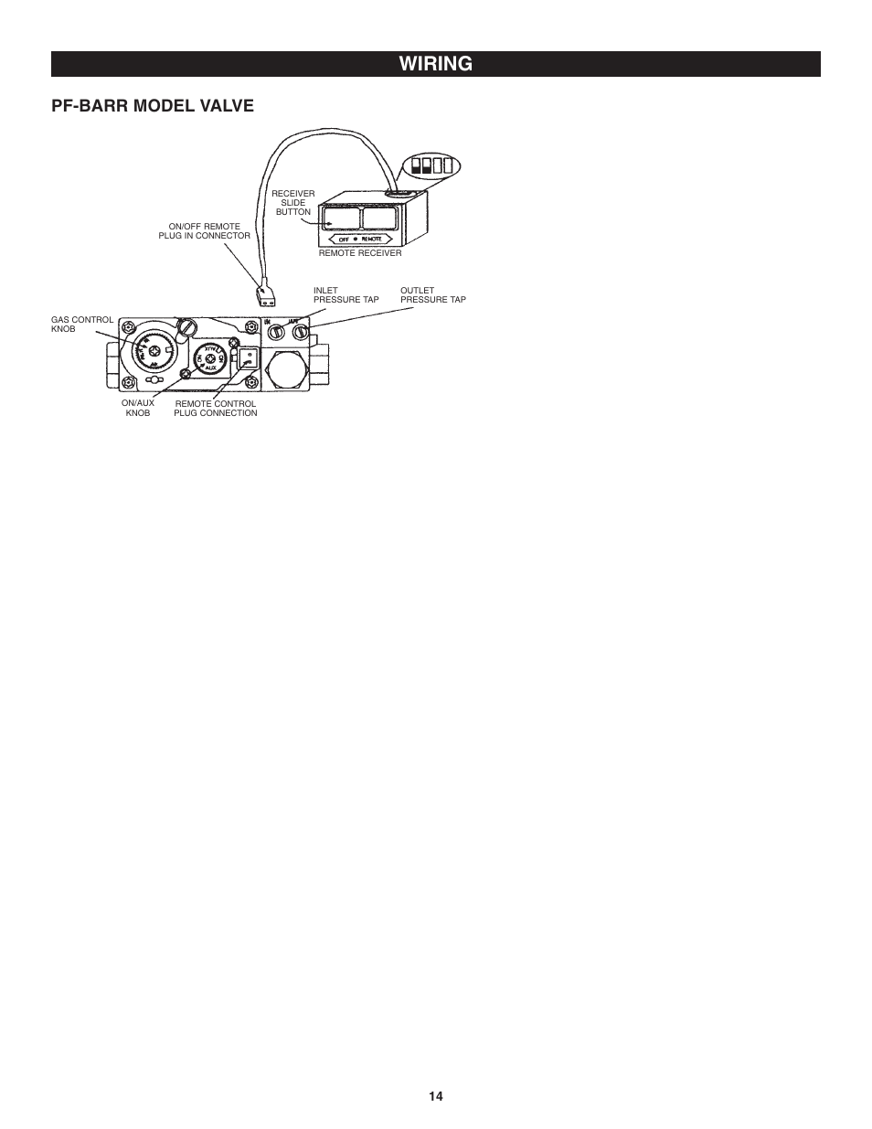 Wiring, Pf-barr model valve | Golden Blount Precision Flame Burner User Manual | Page 14 / 17