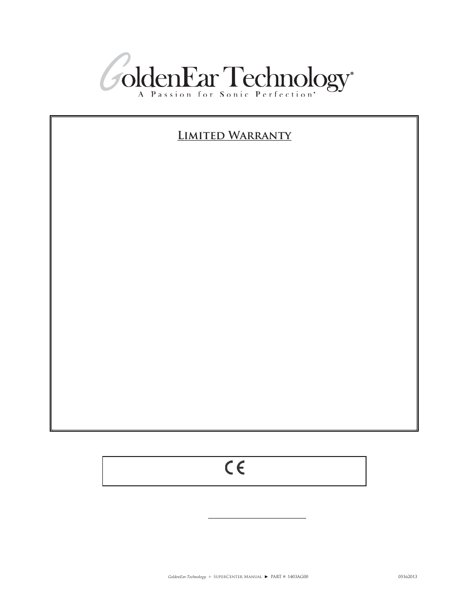 Limited warranty | GoldenEar SuperCenter Series User Manual | Page 12 / 12
