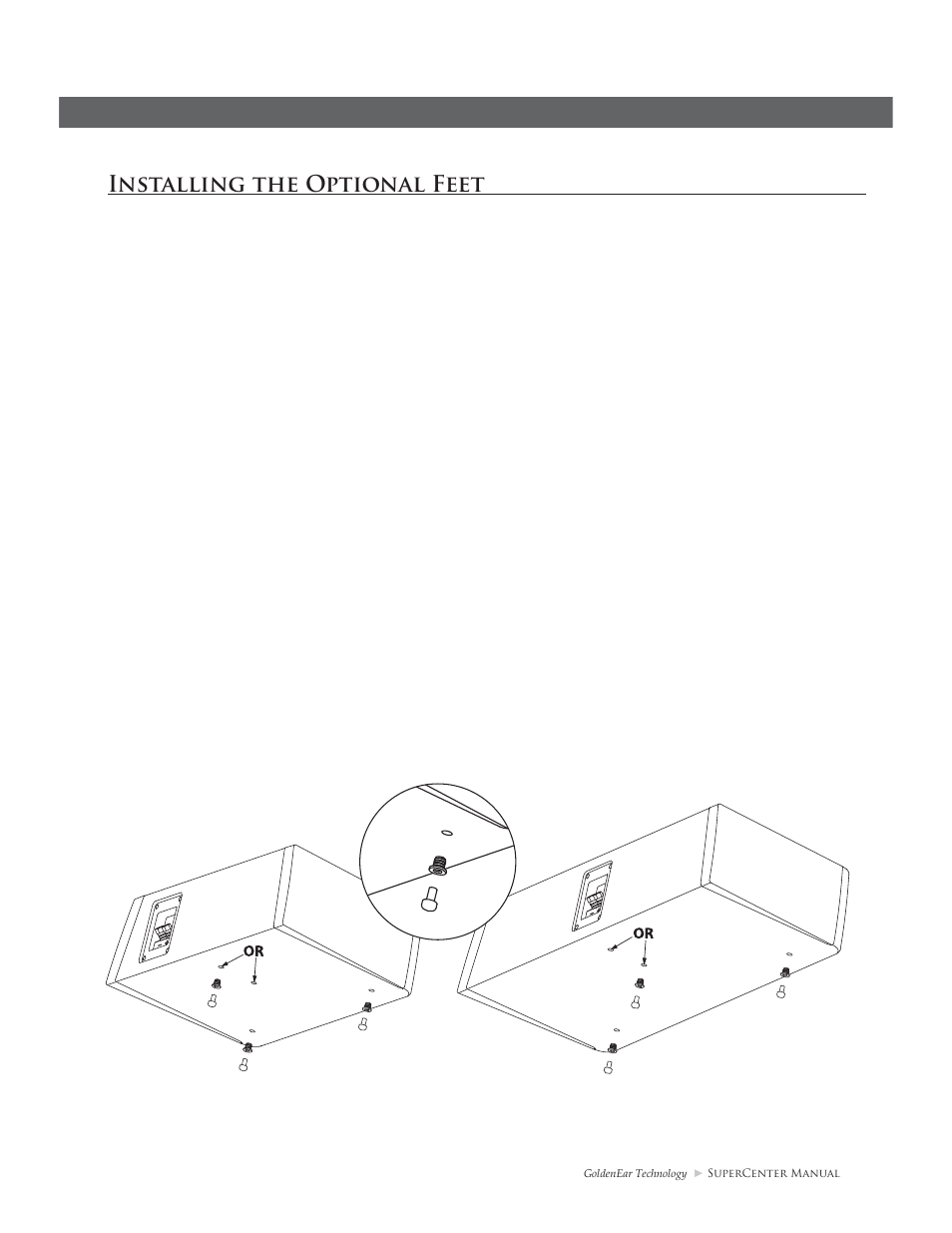 Installing the optional feet | GoldenEar SuperCenter Series User Manual | Page 5 / 12