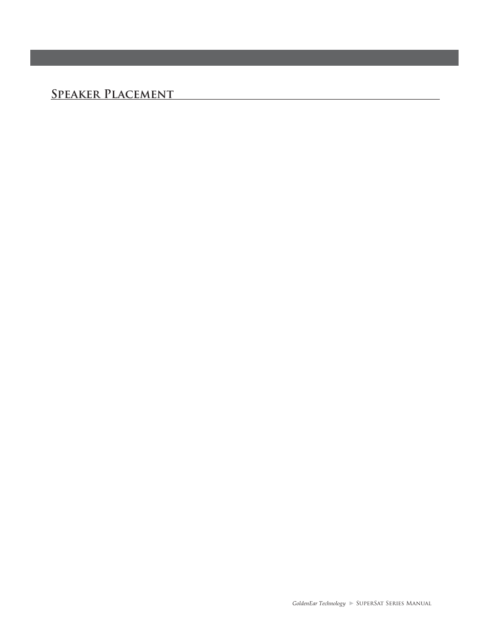 Speaker placement, Room acoustics | GoldenEar SuperSat Series User Manual | Page 7 / 16