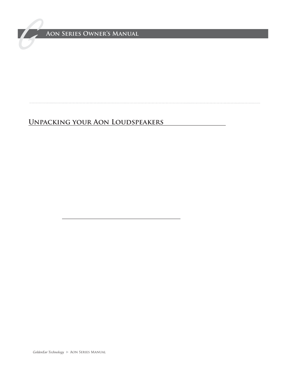 Unpacking your aon loudspeakers, Please inspect for shipping damage | GoldenEar Aon Series User Manual | Page 4 / 12