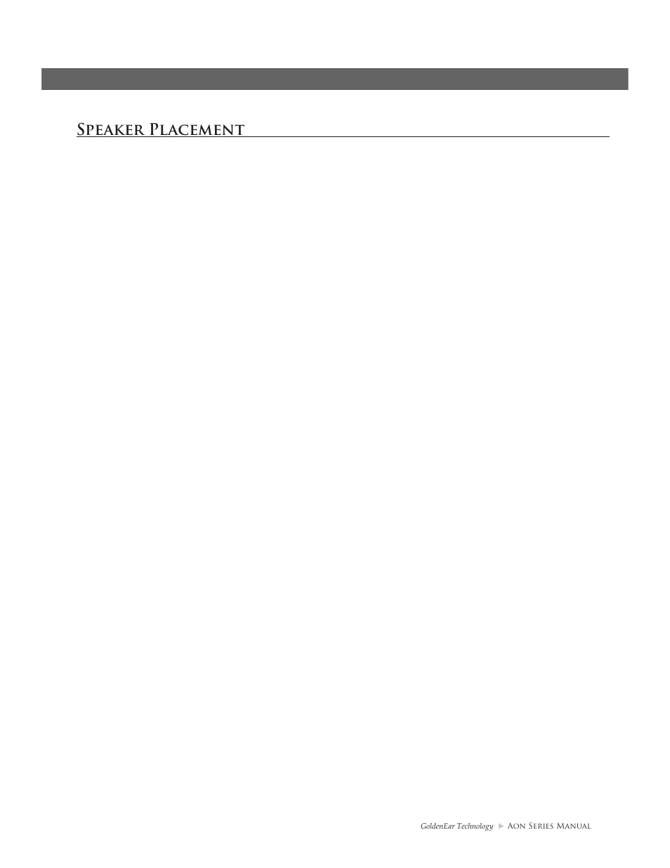 Speaker placement, Room acoustics | GoldenEar Aon Series User Manual | Page 5 / 12