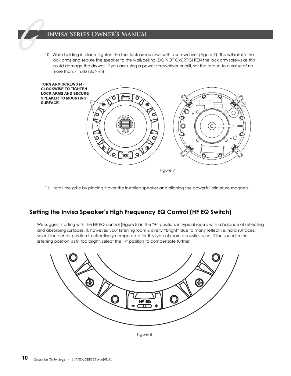 Invisa® series owner’s manual | GoldenEar Invisa 650 User Manual | Page 10 / 16