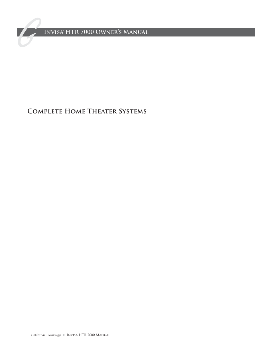 Complete home theater systems, Using the invisa, Setting channel levels and bass management | GoldenEar Invisa HTR 7000 User Manual | Page 12 / 16