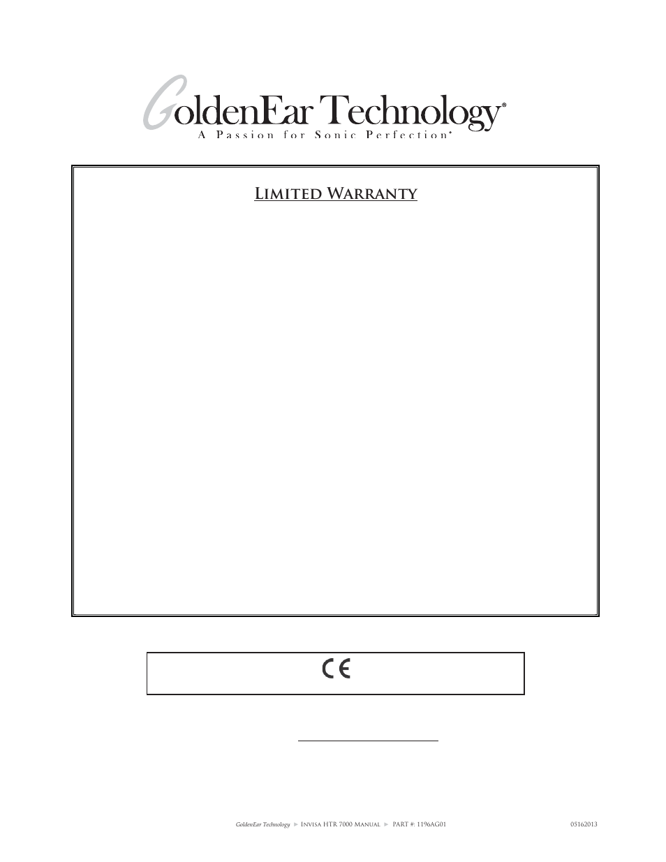 Limited warranty | GoldenEar Invisa HTR 7000 User Manual | Page 16 / 16