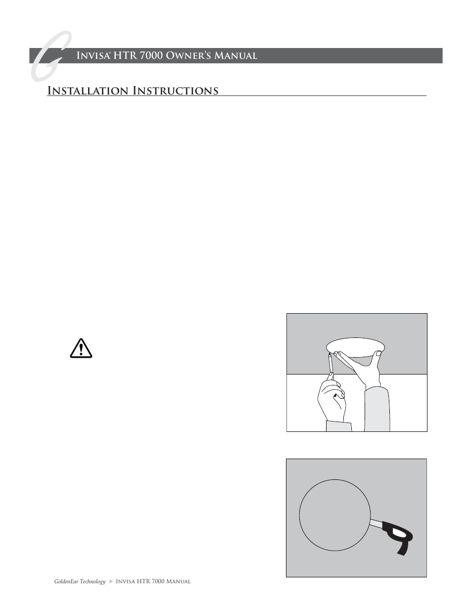 Installation instructions, Invisa® htr 7000 owner’s manual, Installation into existing walls or ceilings | GoldenEar Invisa HTR 7000 User Manual | Page 8 / 16
