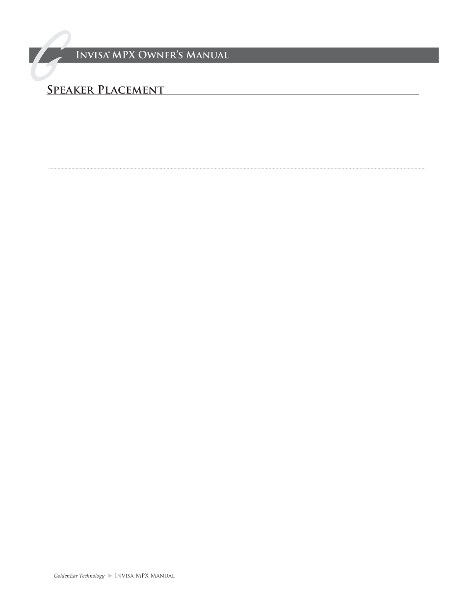 Speaker placement, Invisa® mpx owner’s manual, Room acoustics | GoldenEar Invisa MPX User Manual | Page 4 / 16