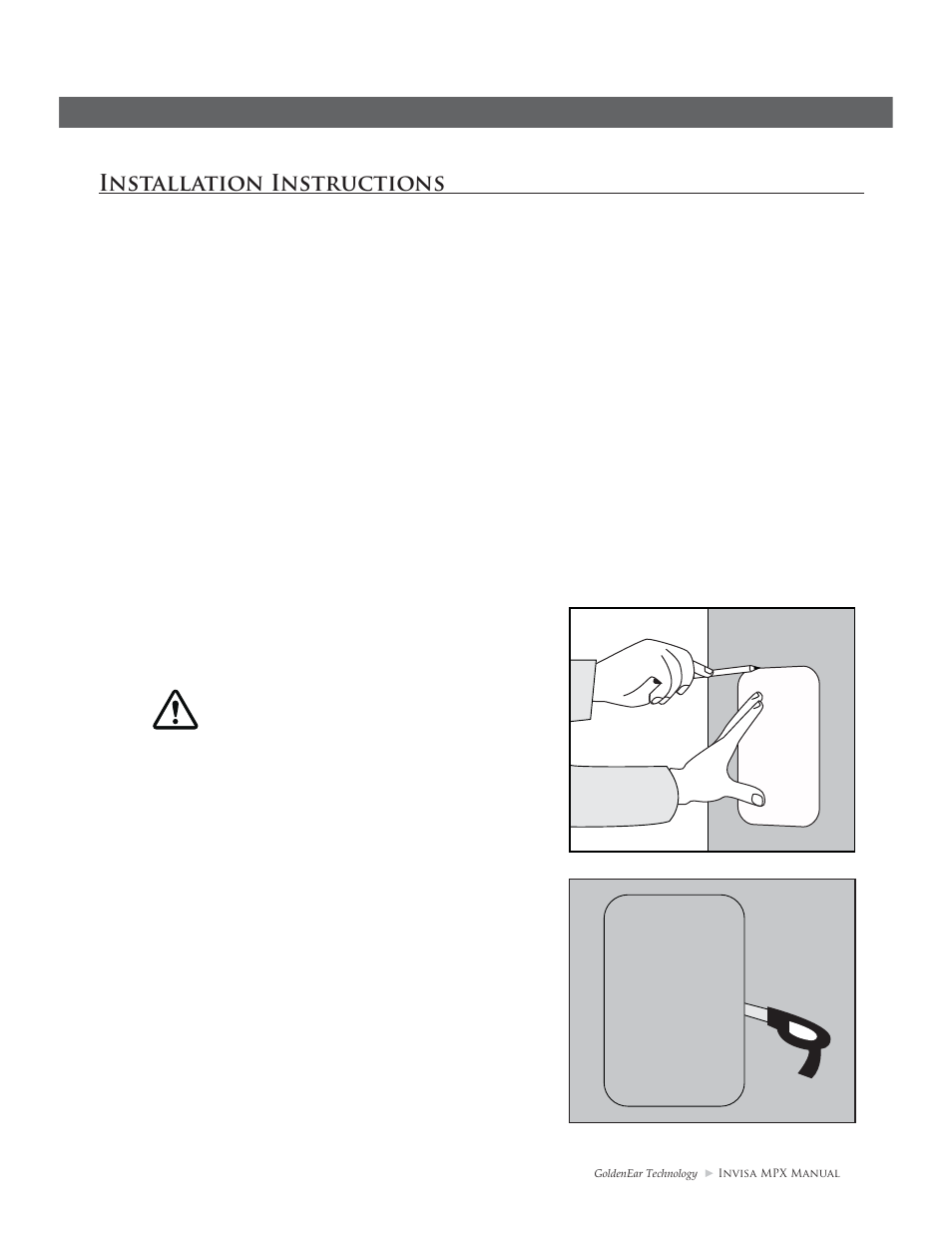 Installation instructions, Installation into existing walls or ceilings | GoldenEar Invisa MPX User Manual | Page 7 / 16