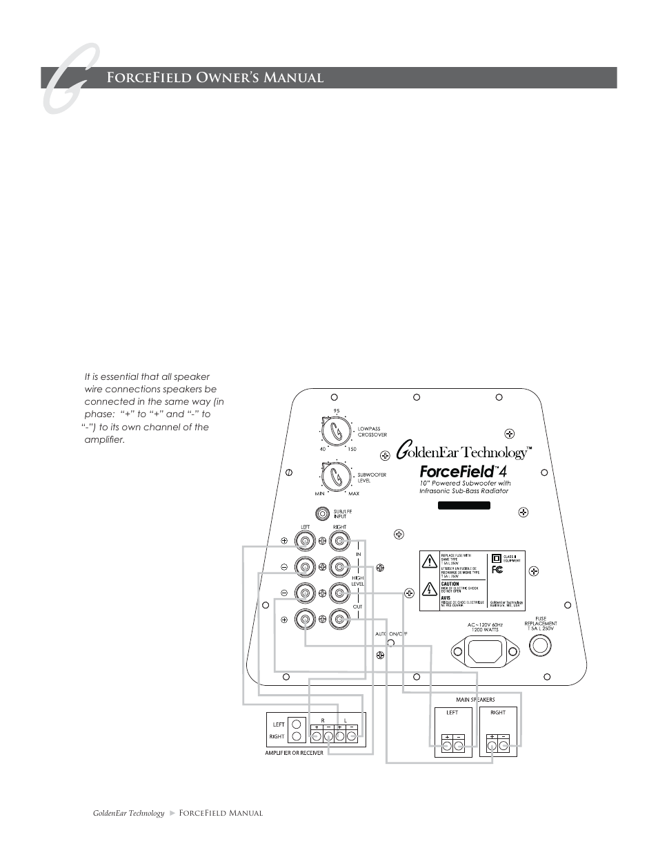 Forcefield owner’s manual | GoldenEar ForceField Subwoofers User Manual | Page 10 / 16