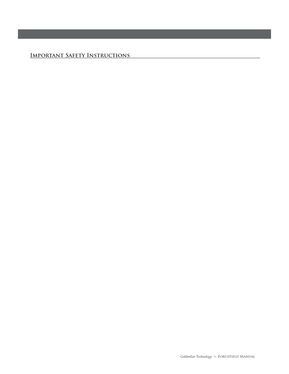 Important safety instructions | GoldenEar ForceField Subwoofers User Manual | Page 3 / 16