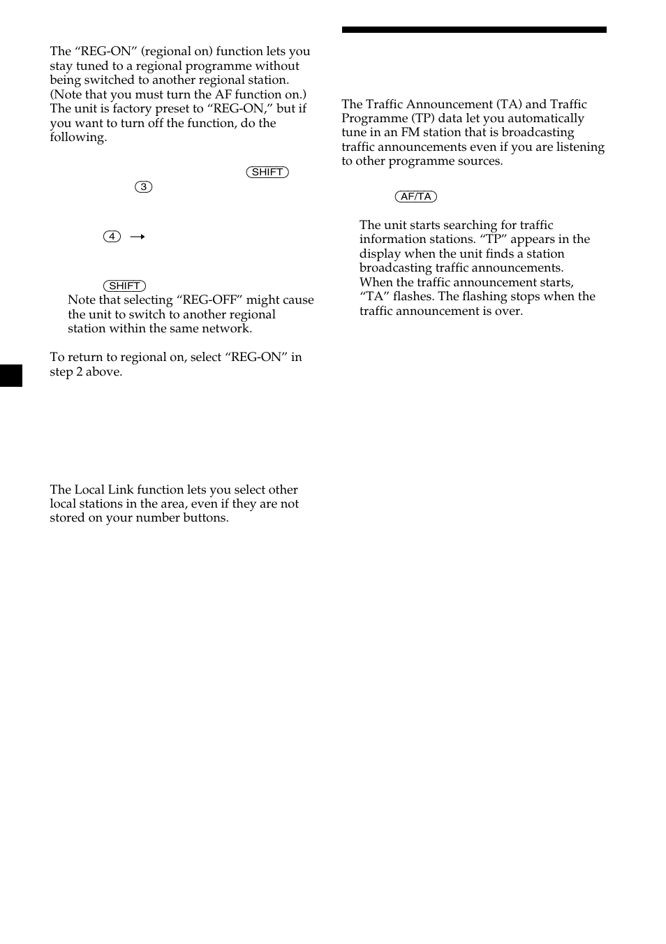 Listening to traffic announcements | Sony CDX-2500R User Manual | Page 12 / 120