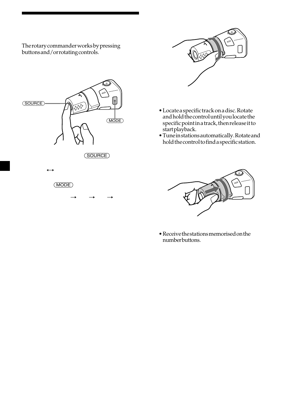 Using the rotary commander | Sony CDX-2500R User Manual | Page 16 / 120