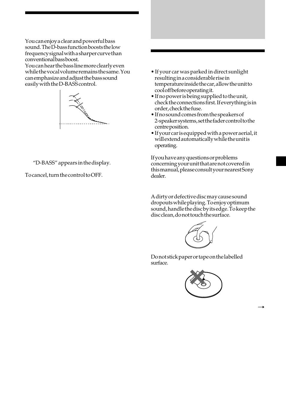 Boosting the bass sound — d-bass, Additional information, Precautions | Boosting the bass sound, D-bass, 19 boosting the bass sound | Sony CDX-2500R User Manual | Page 19 / 120
