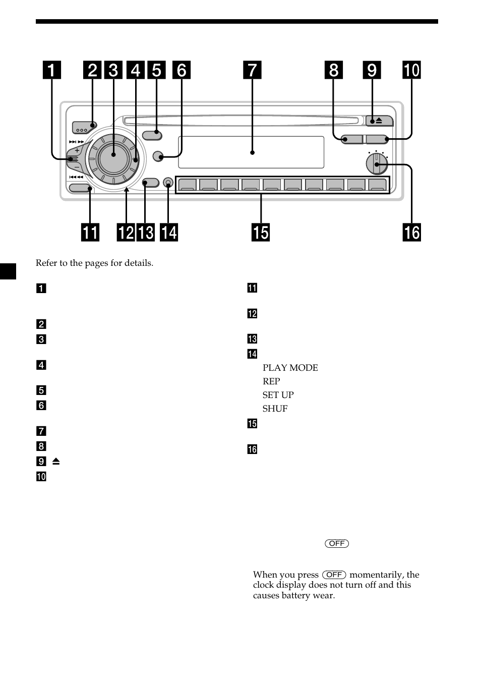 Location of controls, 4location of controls | Sony CDX-2500R User Manual | Page 4 / 120