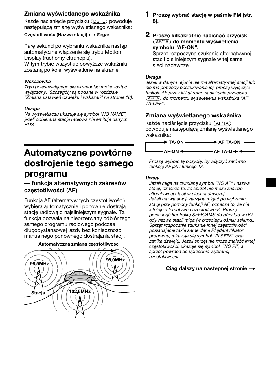 Automatyczne powtórne dostrojenie tego | Sony CDX-2500R User Manual | Page 59 / 120