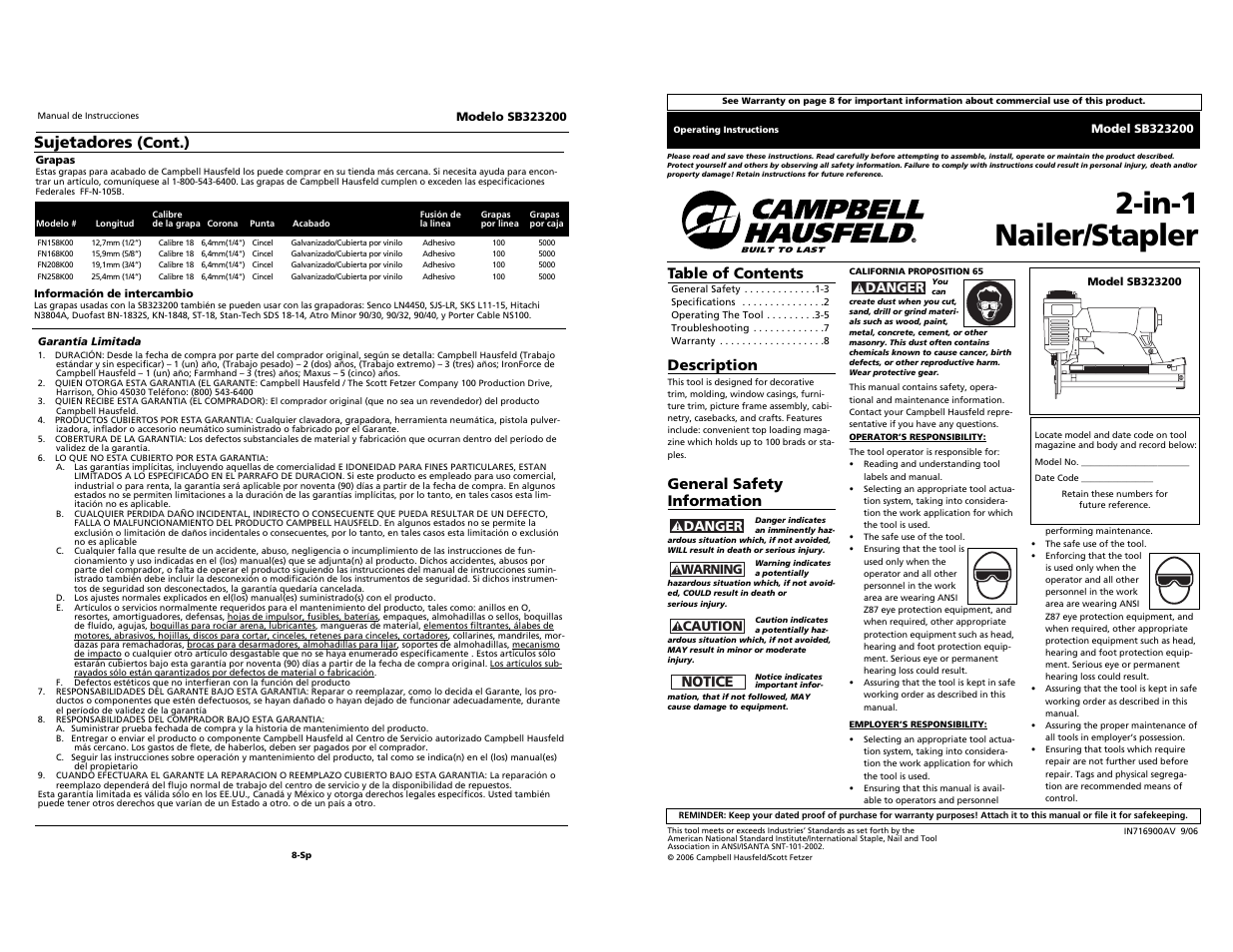 Campbell Hausfeld SB323200 User Manual | 12 pages