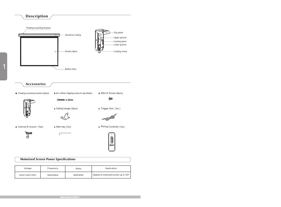 Description | Grandview CB-MI(Cyber Intergrated Motorized) User Manual | Page 2 / 6