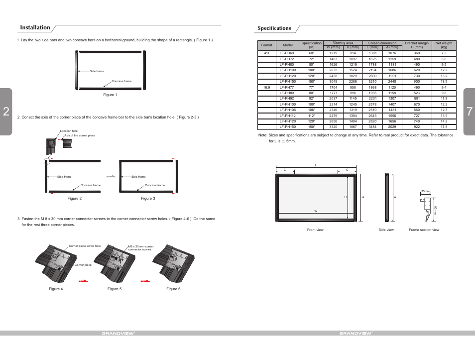 Installation | Grandview LF-PH(Concave Perm-Fixed Series) User Manual | Page 4 / 6