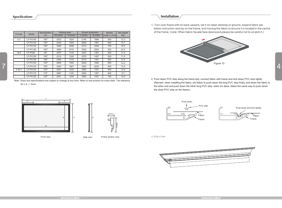 Installation | Grandview LF-PU(Large-Flat Series 3D) User Manual | Page 5 / 6