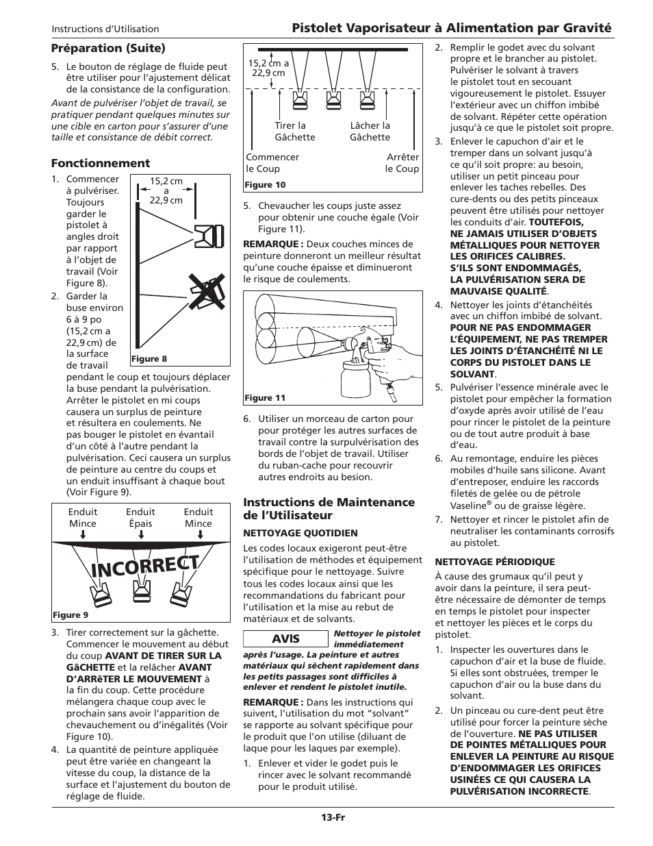 Incorrect, Pistolet vaporisateur à alimentation par gravité | Campbell Hausfeld DH5700 User Manual | Page 13 / 24