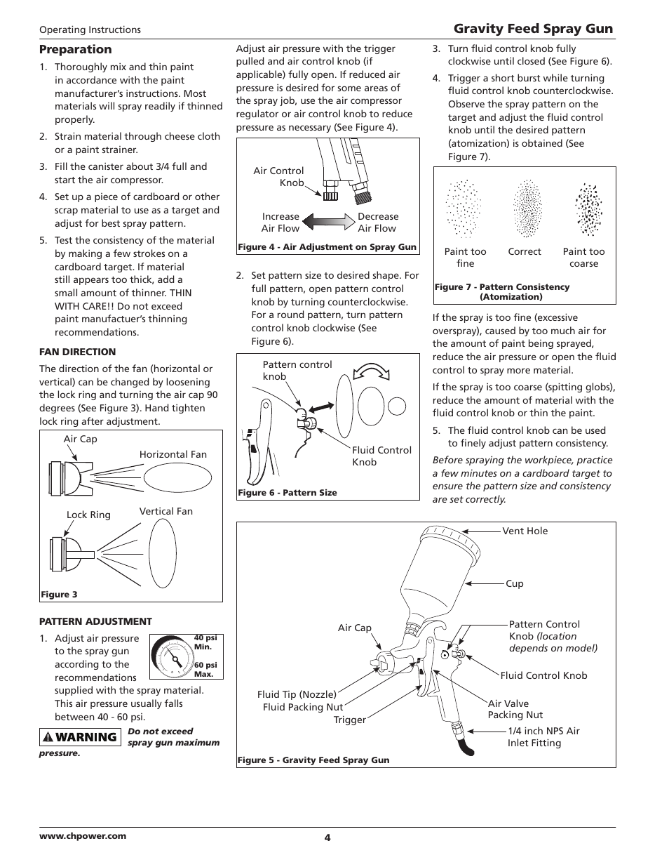 Gravity feed spray gun, Preparation | Campbell Hausfeld DH5700 User Manual | Page 4 / 24