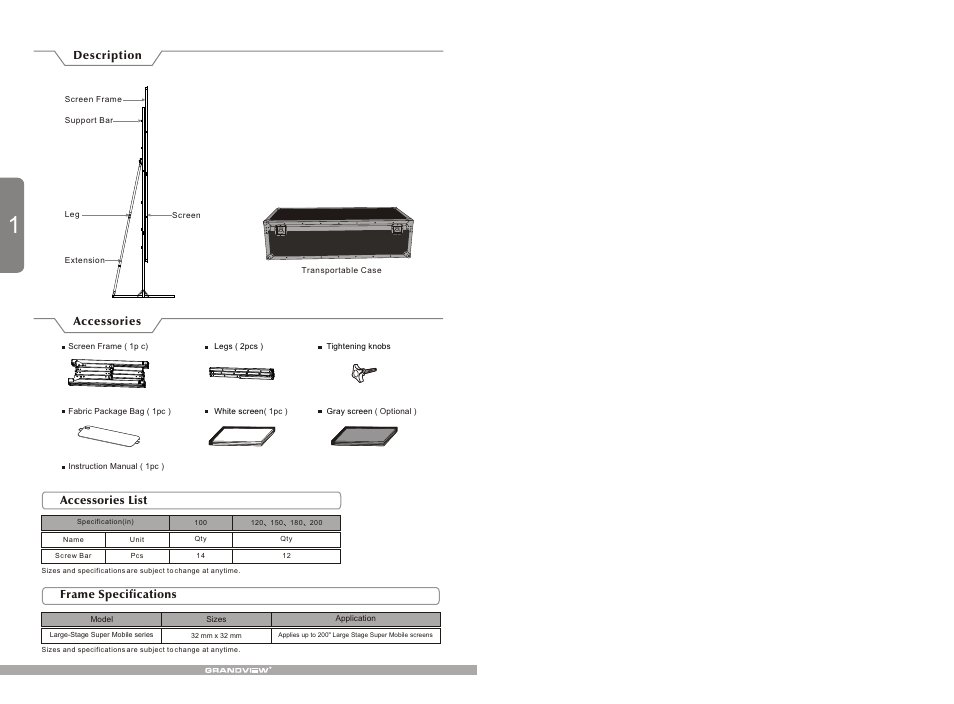 Т³гж 2 | Grandview LS-Z(Super Mobile Series up to 200 inches) User Manual | Page 2 / 6