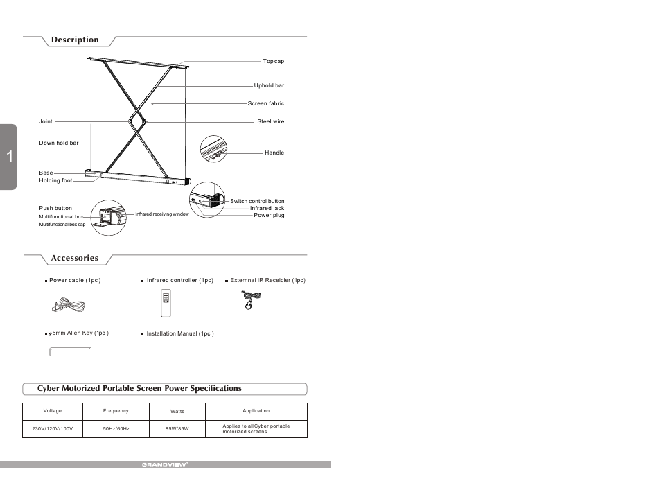 Т³гж 2 | Grandview CB-UM(Motorized Floor-Up Series) User Manual | Page 2 / 4