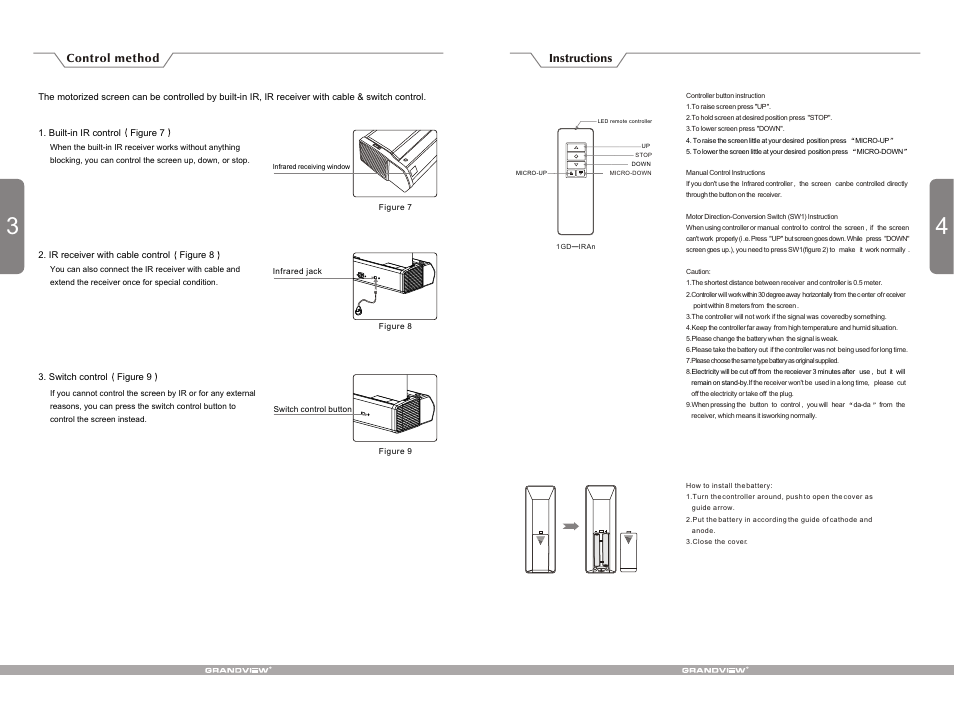 Т³гж 4, Control method instructions | Grandview CB-UM(Motorized Floor-Up Series) User Manual | Page 4 / 4