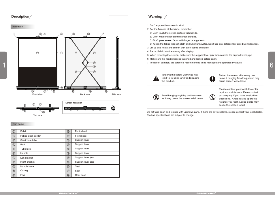 Т³гж 2 | Grandview CB-UX(Portable Self-Stand Series) User Manual | Page 2 / 4