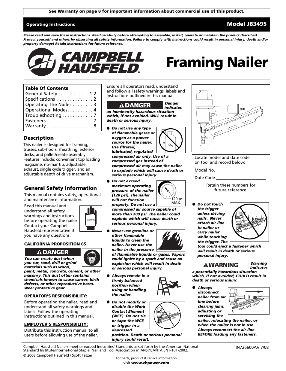 Campbell Hausfeld JB3495 User Manual | 24 pages