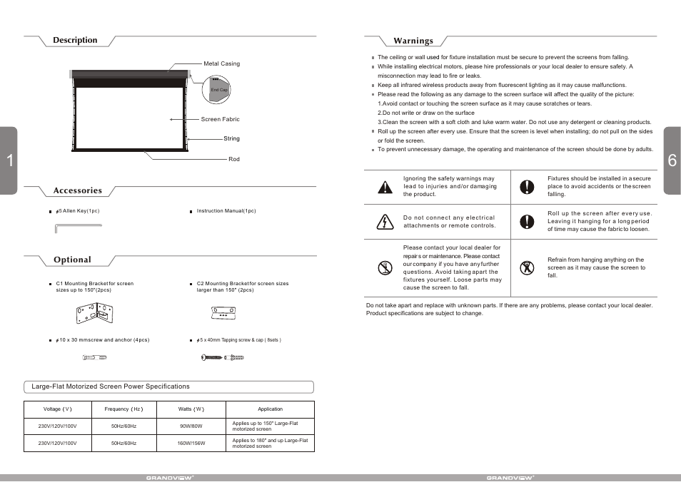 Т³гж 2 | Grandview LF-M(Elegant Tab-Tension Motorized) User Manual | Page 2 / 4