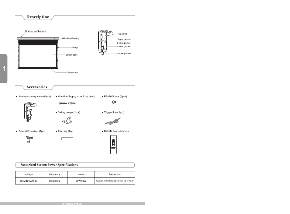 Grandview LF-MICII(Cyber Integrated Tab-Tension Motorized) User Manual | Page 2 / 6