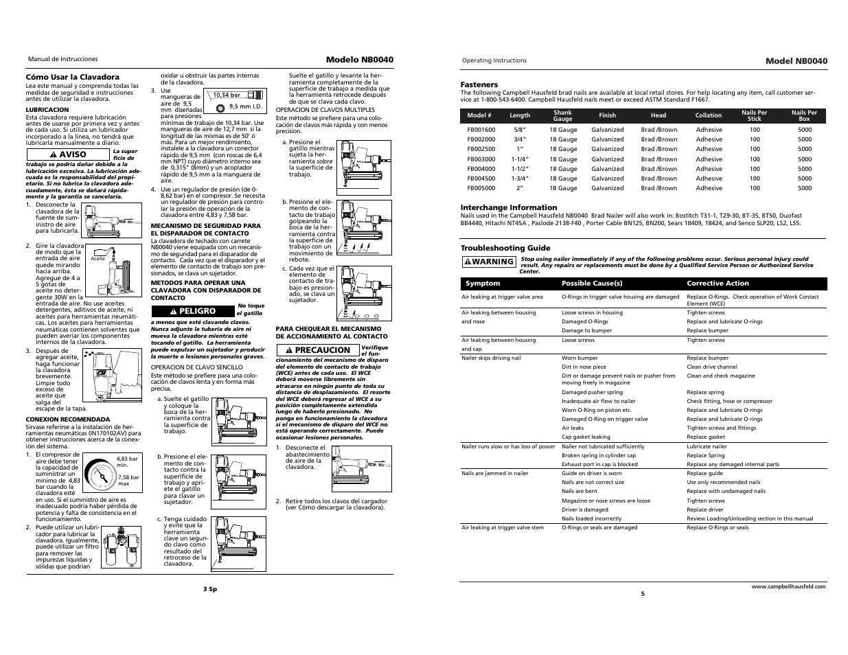 Campbell Hausfeld BRAD NB0040 User Manual | Page 16 / 20