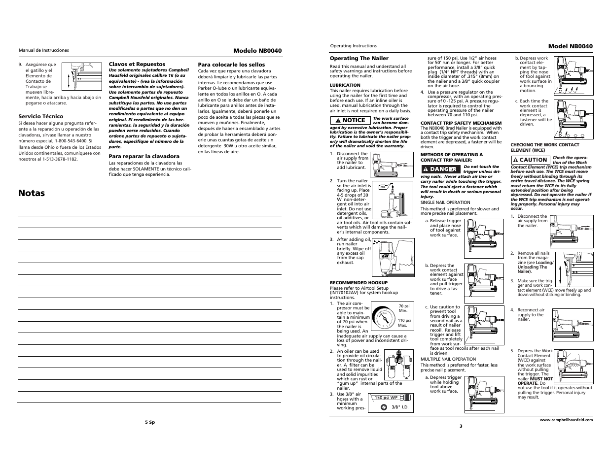 Notas | Campbell Hausfeld BRAD NB0040 User Manual | Page 18 / 20