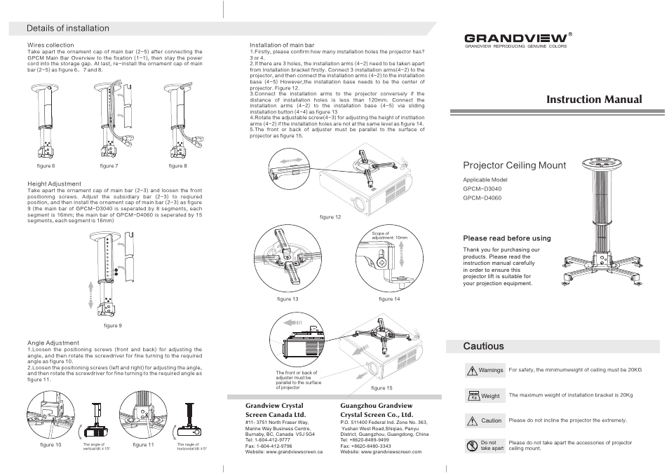 Grandview GPCM-D User Manual | 2 pages