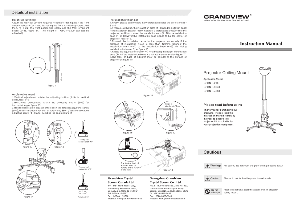 Grandview GPCN-E User Manual | 2 pages